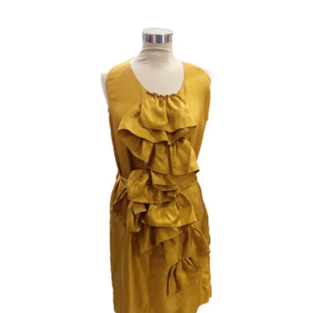 Missoni Elegant Gold Ruffle Dress